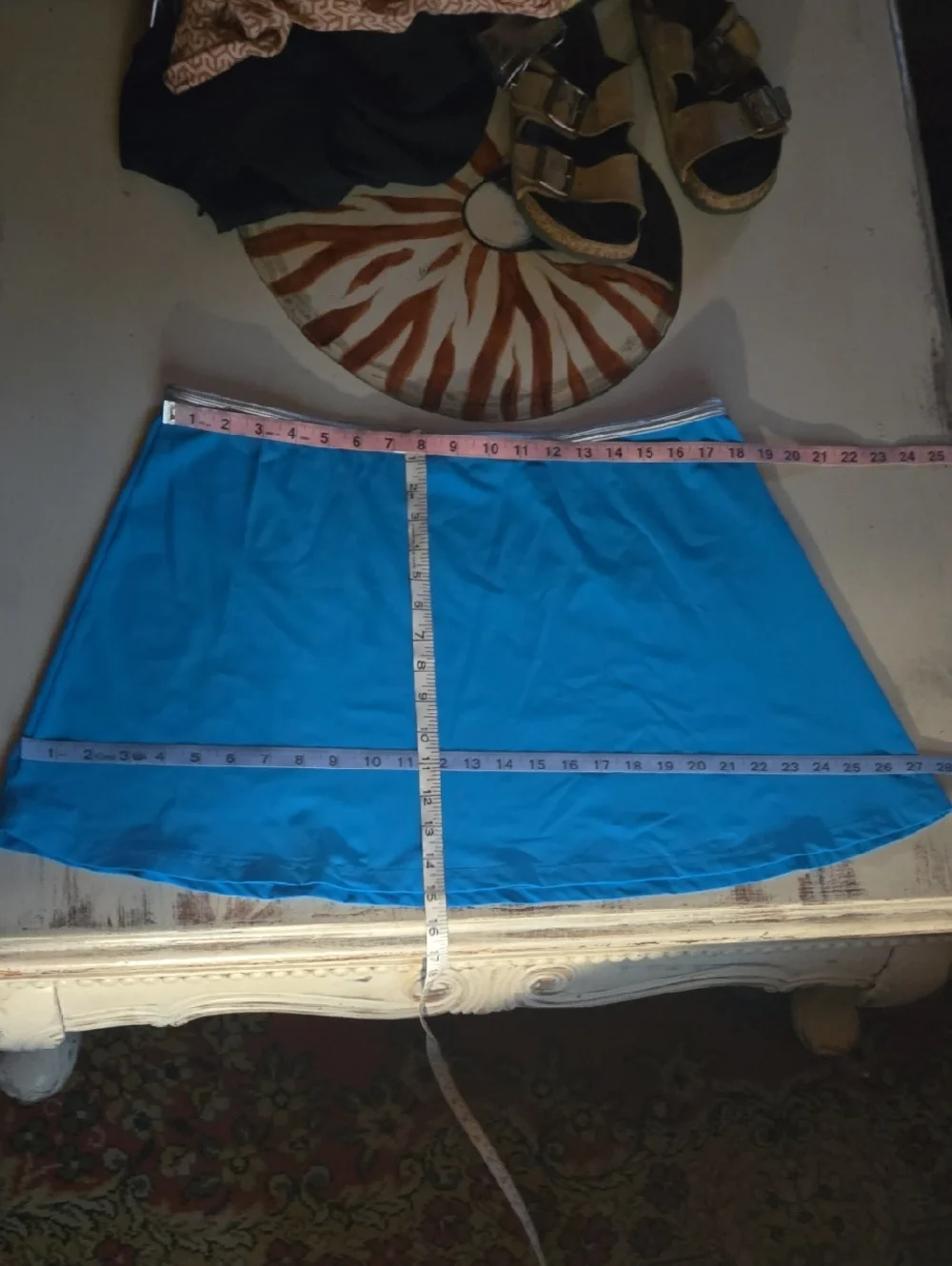 Gottex Turquoise Metallic Silver Waistband Mini Skirt Size Extra Large